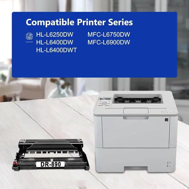 Alt view image 2 of 7 - DR890 Drum Unit (Not Toner) Replacement for Brother DR 890 DR-890 Drum High Yield to Use with HL-L6250DW HL-L6400DW HL-L6400DWT MFC-L6750DW MFC-L6900DW Printer Black 2 Pack
