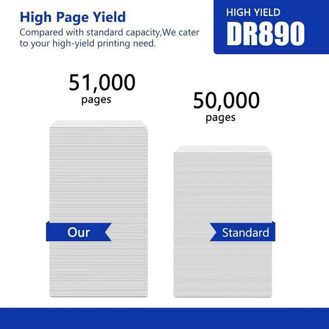Alt view image 5 of 7 - DR890 Drum Unit (Not Toner) Replacement for Brother DR 890 DR-890 Drum High Yield to Use with HL-L6250DW HL-L6400DW HL-L6400DWT MFC-L6750DW MFC-L6900DW Printer Black 2 Pack