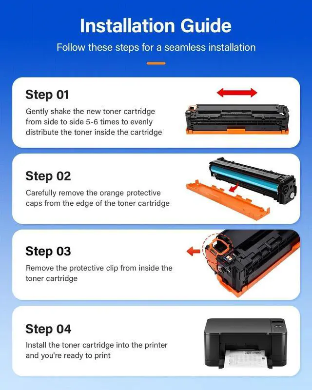 Alt view image 4 of 6 - 131X 131A High Yield Toner Cartridge 4-Pack Black Cyan Yellow Magenta Replacement for HP 131X CF210X CF211A CF212A CF213A Compatible for HP LaserJet Pro 200 color MFP M276nw M276n M251nw M251n Printer