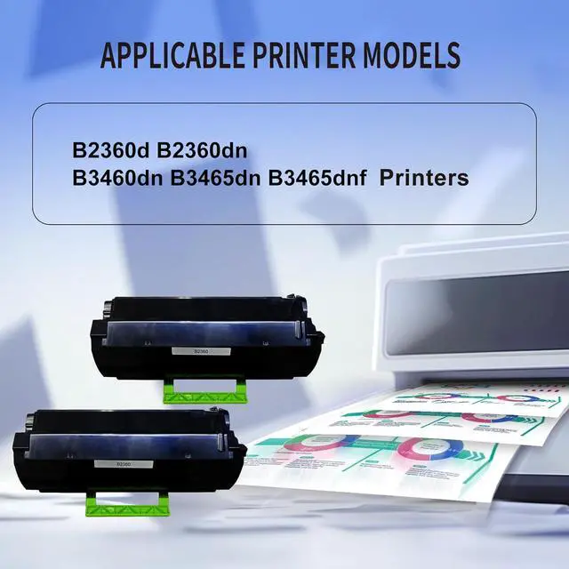 Alt view image 2 of 5 - Ennovor High Yield B2360 B2360dn Black Toner Cartridge 331-9805 Replacement for Dell B2360 B2360d B2360dn B3460 B3460d B3460dn B3465 B3465dn B3465dnf Printer (8,500 Pages,2-Pack)