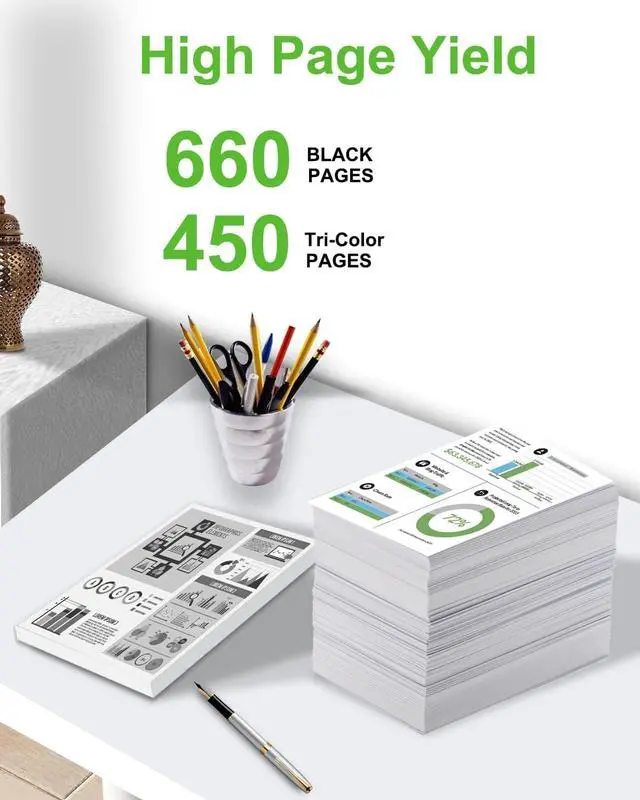 Alt view image 4 of 7 - Ennovor 65XL 65 Ink Cartridges Black/Color Combo Pack (2-Pack) - Compatible for HP Printers High Yield - Replacement for HP Deskjet 3755 3700 3722 2600 2622 Envy 5055 5000 5070 5012