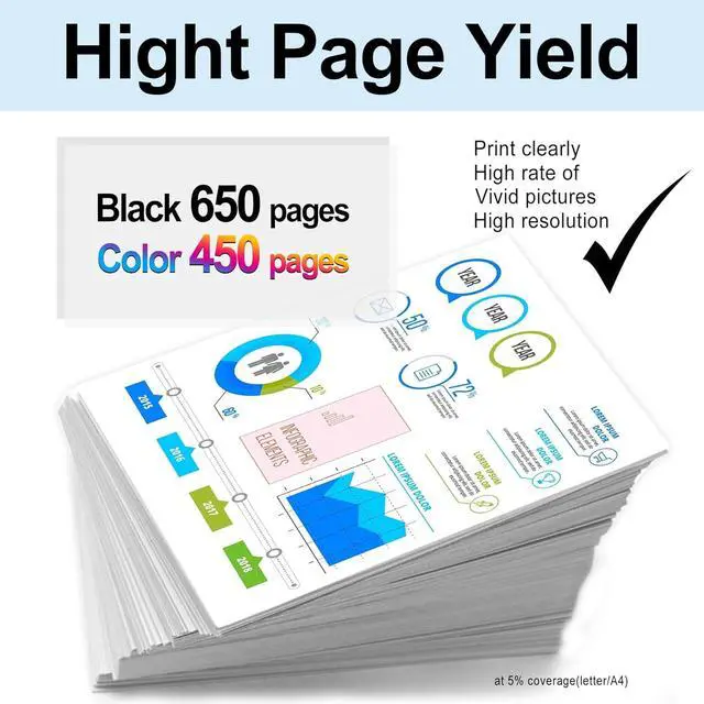 Alt view image 3 of 7 - 67XL Ink Cartridges Black/Color Combo Pack (2-Pack, Black/Color) Replacement for HP Ink 67 67xl Printer Ink for Deskjet 2700e 2755e 2755 2700 2752 4155e Envy 6000 6055e 6400 6455 Printer