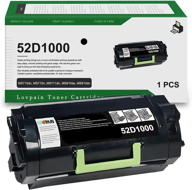 Main image of Ennovor 52D1000 (LEX-521) Toner Cartridge (1Pack, 6500 Page-Yield, Black) - Lvan Compatible 52D1000 Toner Cartridge Replacement for MS710n, MS810de, MS810dn, MS810n, MS811dn, MS811n, MS812dn Printer