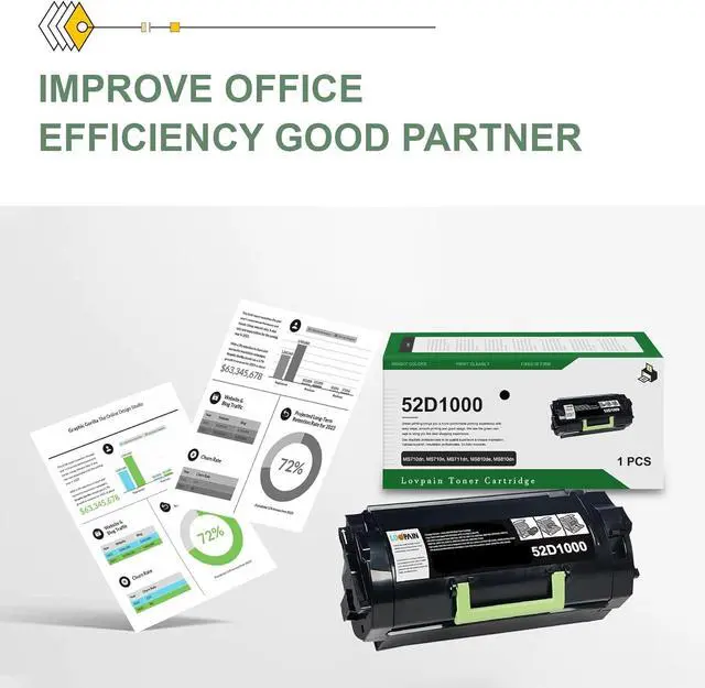 Alt view image 7 of 7 - Ennovor 52D1000 (LEX-521) Toner Cartridge (1Pack, 6500 Page-Yield, Black) - Lvan Compatible 52D1000 Toner Cartridge Replacement for MS710n, MS810de, MS810dn, MS810n, MS811dn, MS811n, MS812dn Printer