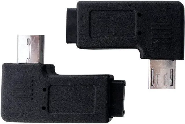Alt view image 2 of 6 - 1 Pair Right Left 90 Degree Angle Micro USB Male to Micro USB Female Adapter