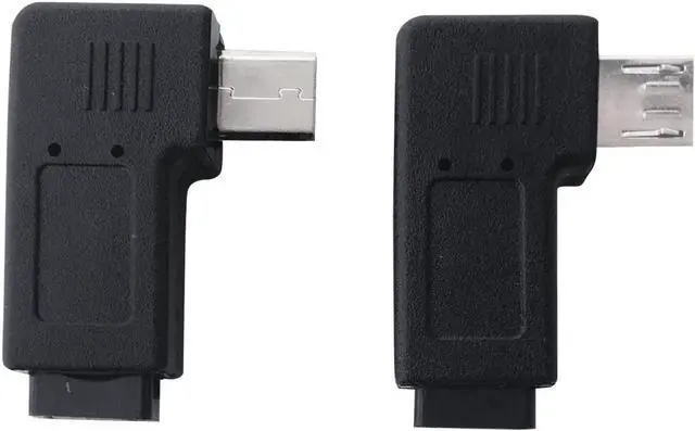 Alt view image 3 of 6 - 1 Pair Right Left 90 Degree Angle Micro USB Male to Micro USB Female Adapter