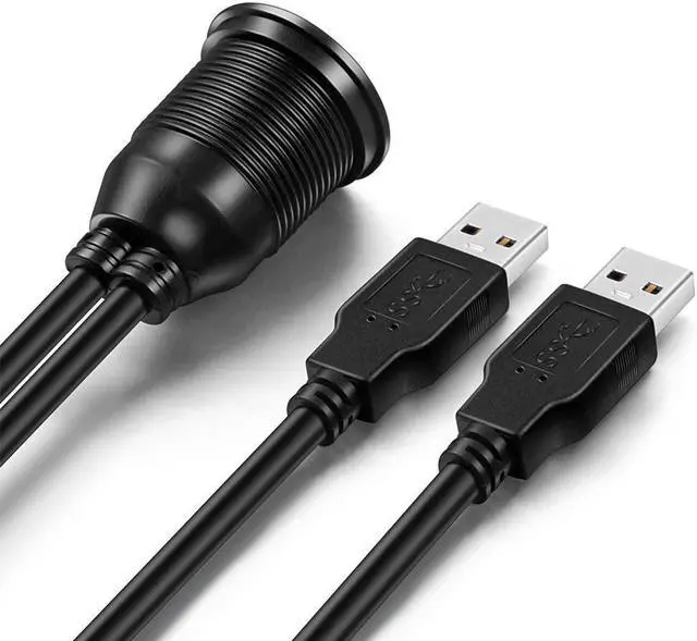 Alt view image 4 of 7 - OBVIS 2 Ports Dual USB 3.0 Male to USB 3.0 Female AUX Flush Mount Car Mount Extension Cable for Car Truck Boat Motorcycle Dashboard Panel -(6 Feet)