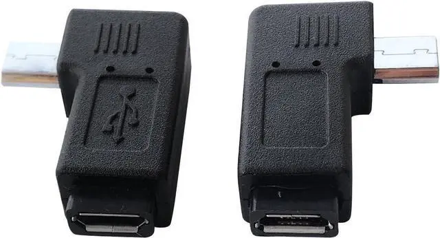 Alt view image 5 of 6 - 1 Pair Right Left 90 Degree Angle Micro USB Male to Micro USB Female Adapter