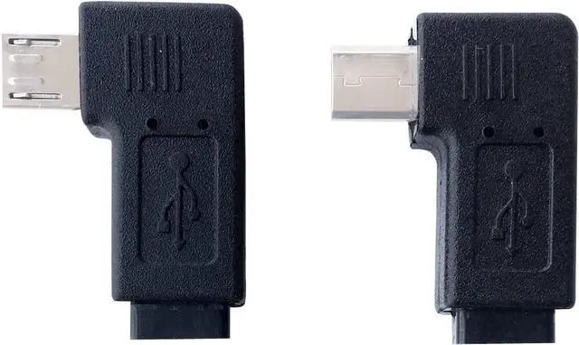 Alt view image 4 of 6 - 1 Pair Right Left 90 Degree Angle Micro USB Male to Micro USB Female Adapter