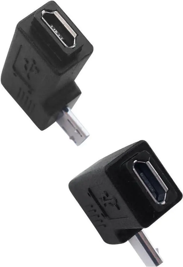 Alt view image 6 of 6 - 1 Pair Right Left 90 Degree Angle Micro USB Male to Micro USB Female Adapter