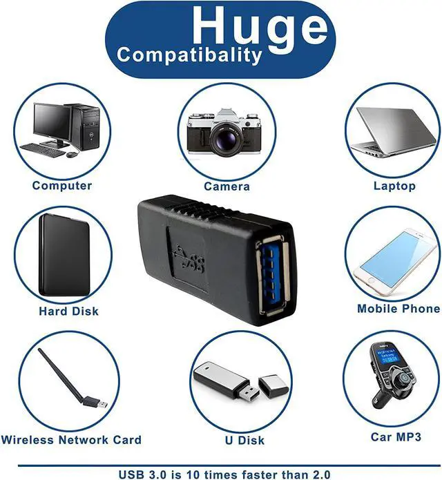 Alt view image 5 of 5 - USB 3.0 Female to Female Extension Connector Adapter (2 Pack)