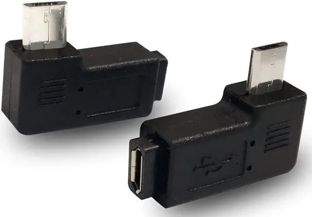 Main image of 1 Pair Right Left 90 Degree Angle Micro USB Male to Micro USB Female Adapter