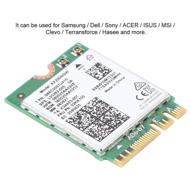 Alt view image 6 of 7 - Dual-Band WiFi Card,Wireless Network Card for Intel AX200NGW,Dual Band Wireless AX200NGW WiFi 6 NGFF/M2 2.4Gbps+Bluetooth 5.0 802.11AX Card