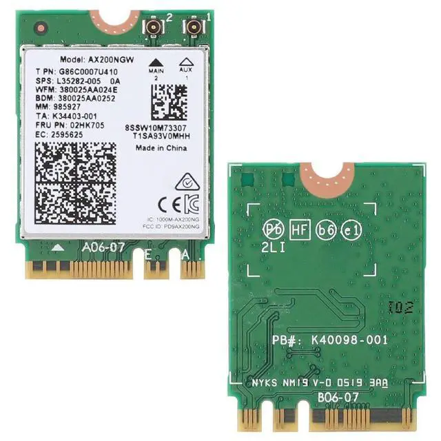 Alt view image 2 of 7 - Dual-Band WiFi Card,Wireless Network Card for Intel AX200NGW,Dual Band Wireless AX200NGW WiFi 6 NGFF/M2 2.4Gbps+Bluetooth 5.0 802.11AX Card