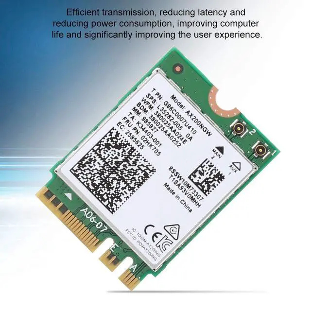 Alt view image 7 of 7 - Dual-Band WiFi Card,Wireless Network Card for Intel AX200NGW,Dual Band Wireless AX200NGW WiFi 6 NGFF/M2 2.4Gbps+Bluetooth 5.0 802.11AX Card