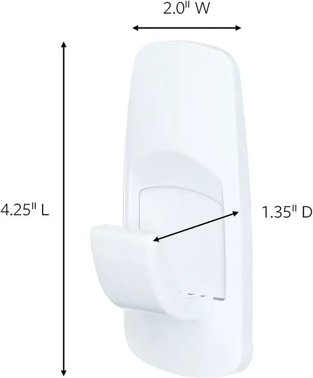 Alt view image 2 of 9 - 3M MMM17004 Jumbo Hooks- Adhesive- 1 Hook-4 Strips- 7-.50 lb Cap.- White