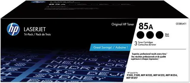 Alt view image 2 of 17 - HP 85A 3-pack Black Original LaserJet Toner Cartridges, CE285AT1