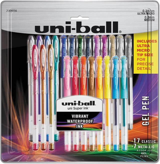 Gel Pens, Ultra Micro and Medium Points, Assorted Ink, 24/Pk 2004056 