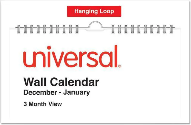 Alt view image 2 of 18 - Universal Three-Month Wall Calendar White/Black/Red 12 x 27 2021 71003