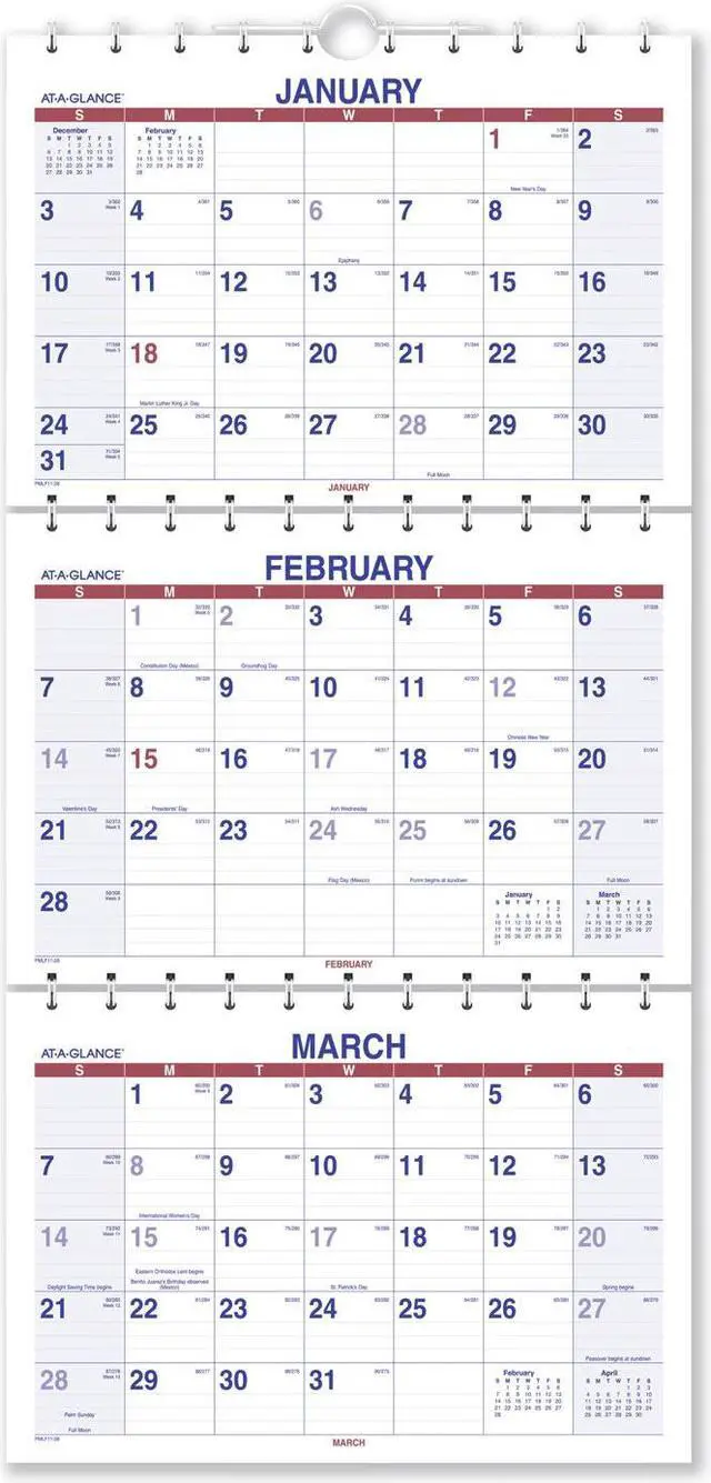 Main image of AT-A-GLANCE Move-A-Page Three-Month Wall Calendar 12 x 27 Move-A-Page 2021