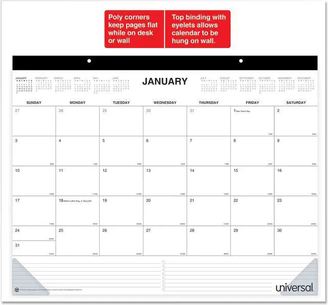 Alt view image 2 of 11 - Universal Desk Pad Calendar, 22 x 17, 2021 71002