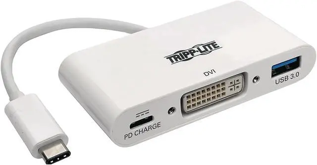 Alt view image 3 of 7 - Tripp Lite U444-06N-DU-C USB C to Dvi External Video Adapter with USB-A Hub