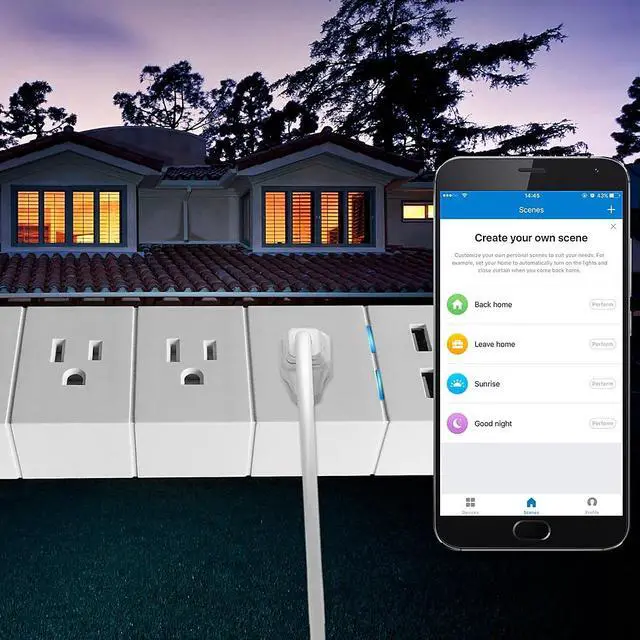 Alt view image 9 of 12 - Aluratek (ASHPS05F) - Eco4life Wi-Fi Smart Power Strip with Surge Protection for Home and Office (3 x AC Outlets, 2 x USB Ports), iOS & Android