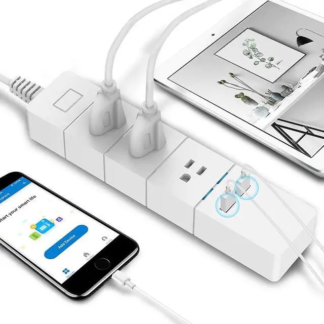 Alt view image 8 of 12 - Aluratek (ASHPS05F) - Eco4life Wi-Fi Smart Power Strip with Surge Protection for Home and Office (3 x AC Outlets, 2 x USB Ports), iOS & Android