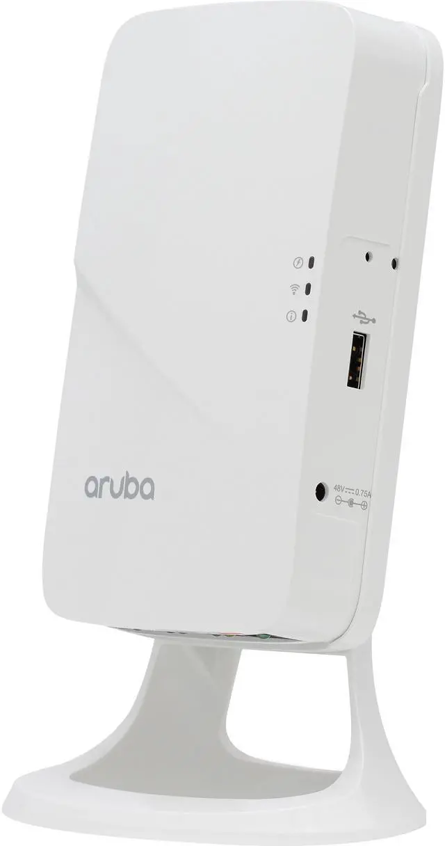 Alt view image 2 of 6 - Aruba AP-303HR (US) 802.11ac Dual 2x2:2 Radio Remote AP Bundle. Contains AP-303H (US), Desk stand (Assembled, Attached), RJ45 Jumper Cable (Installed), Power Adapter North America AC power Cord