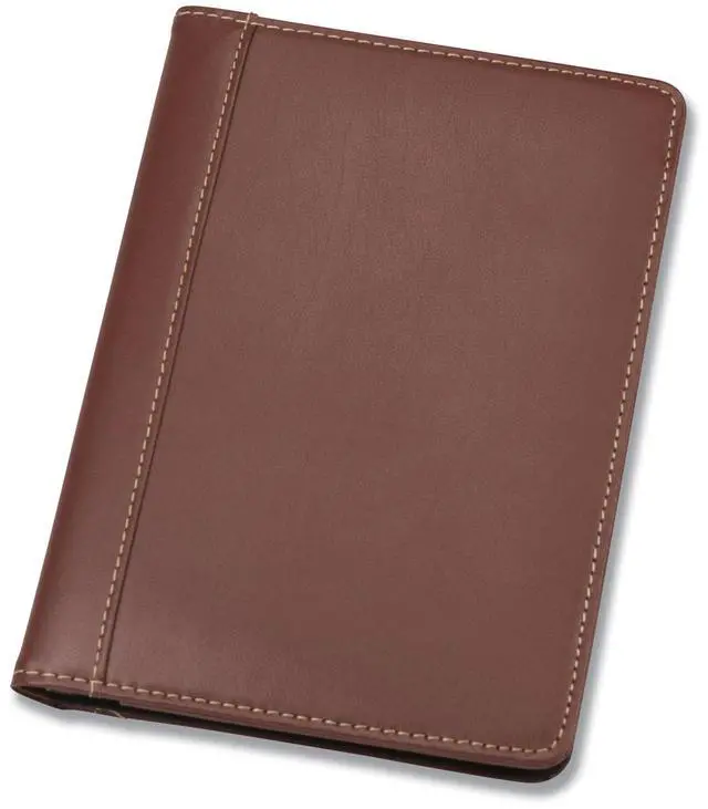 Alt view image 5 of 20 - Samsill Contrast Stitch Leather Padfolio 6 1/4w x 8 3/4h Open Style Brown 71736