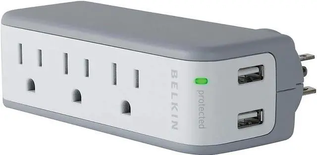 Alt view image 12 of 20 - Belkin SurgePlus 2-Port USB Swivel Charger w/ 3 AC Outlets (10 Watts, Combined)