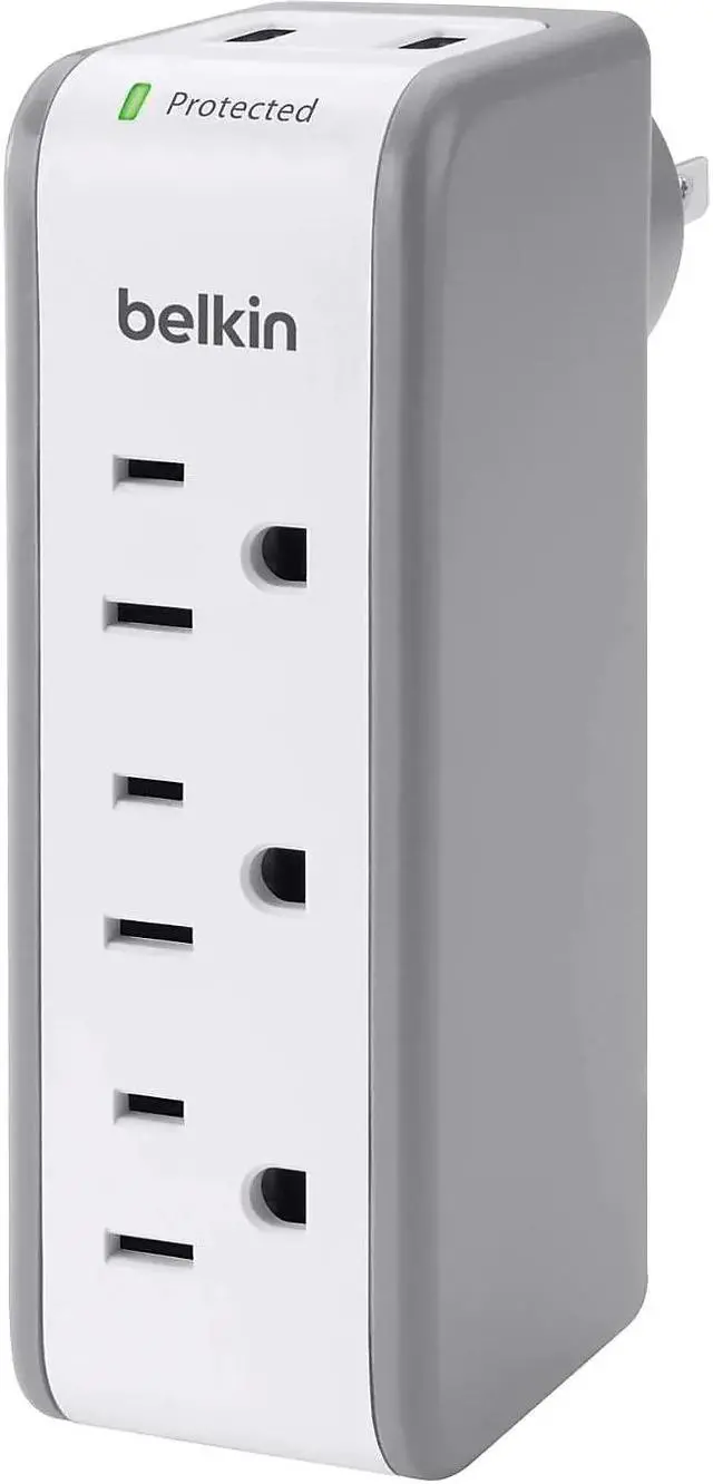 Alt view image 13 of 20 - Belkin SurgePlus 2-Port USB Swivel Charger w/ 3 AC Outlets (10 Watts, Combined)