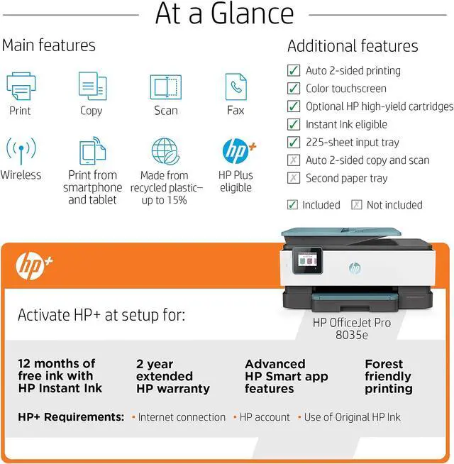 Alt view image 5 of 13 - HP Officejet Pro 8035e Inkjet Multifunction Printer Color Oasis 1L0H7AB1H