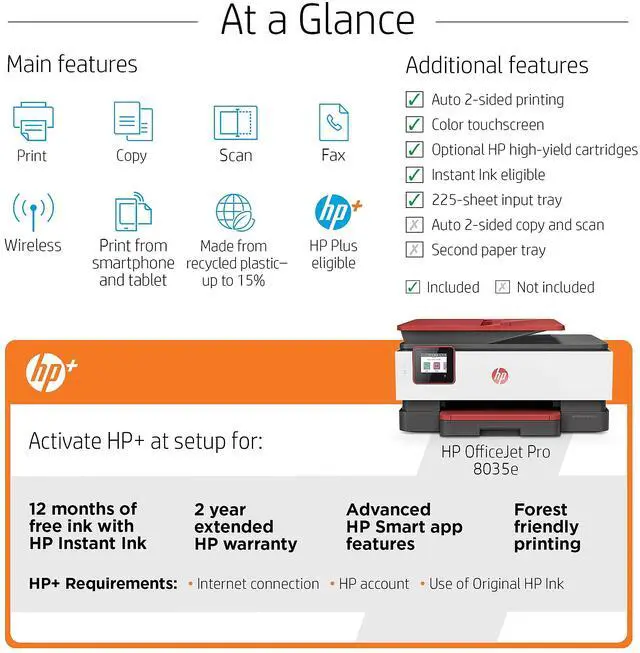 Alt view image 5 of 10 - HP Office Jet Pro 8035e All In One Printer Coral 1L0H8A