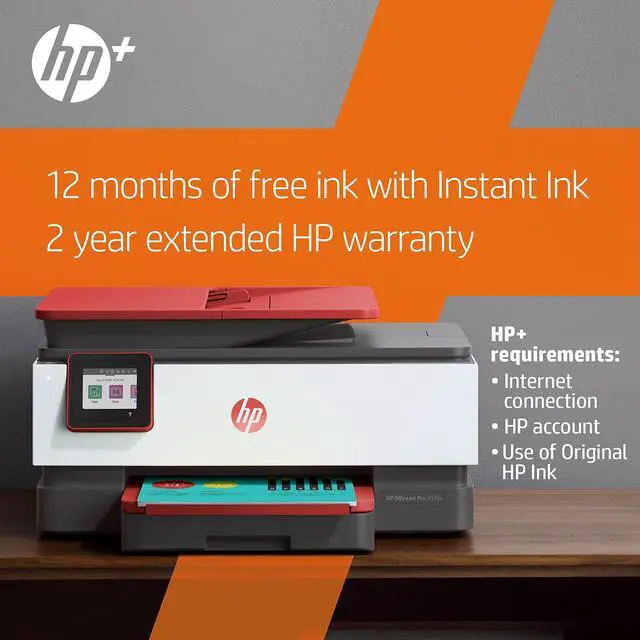Alt view image 3 of 10 - HP Office Jet Pro 8035e All In One Printer Coral 1L0H8A