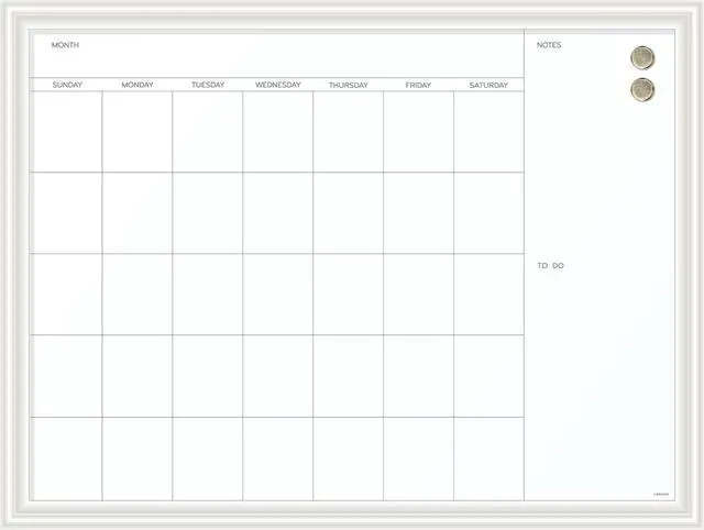 Main image of U Brands Magnetic Dry Erase Calendar 40 x 30 Inches White Décor Frame 2918U00-01