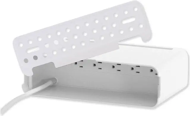 Alt view image 5 of 13 - Kantek PowerCentral Cable Management/Power Hub/Surge Protector/Monitor-Tablet Stand, Connect 5 Power Cords and 3 USB Ports, 11.8-Inch Wide x 6.7-Inch Deep x 3.5-Inch High, White/Black (CM1100)