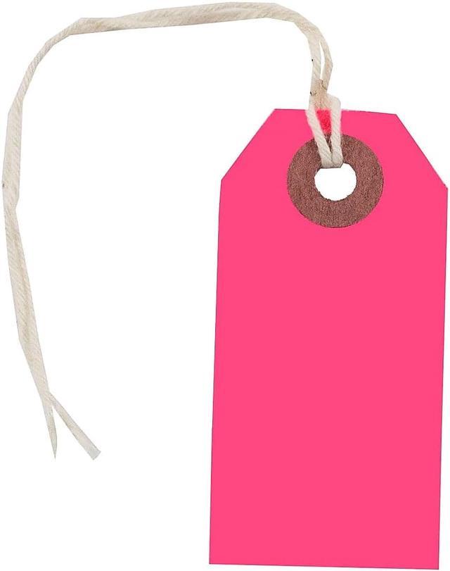 Jam Paper Gift Tags with String - Tiny - 2 3/4 x 1 3/8- Neon Pink - 10/Pack