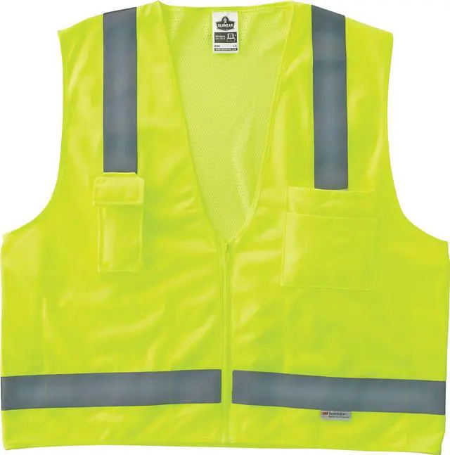 Alt view image 2 of 5 - Ergodyne GloWear 8250Z Class 2 Hi-Visibility Surveyors Vest Lime 2XL/3XL 21427