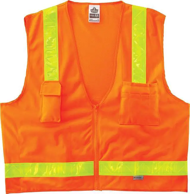 Alt view image 3 of 4 - Ergodyne 21437 Surveyors Safety Vest, Yellow/Orange - XXX-Large, XX-Large