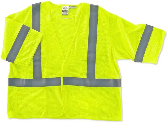 Alt view image 3 of 5 - Ergodyne 22219 GloWear 8356FRHL Class 3 FR Hook and Loop Safety Vest with Sleeves - Modacrylic - 4X-Large/5X-Large - Lime