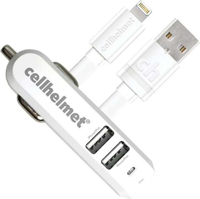 Alt view image 3 of 8 - cellhelmet 4.8-Amp 3-Port USB Car Charger with USB-A to Lightning Flat Cable 3