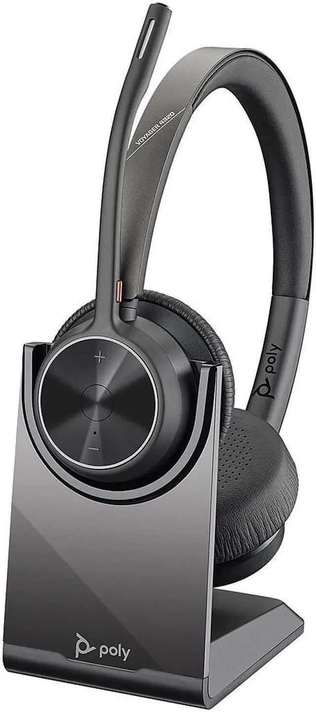 Alt view image 3 of 8 - Poly - Voyager 4320 UC Wireless Headset + Charge Stand (Plantronics) - Headphones with Boom Mic - Connect to PC/Mac via USB-A Bluetooth Adapter, Cell Phone via Bluetooth - Works with Teams, Zoom &More