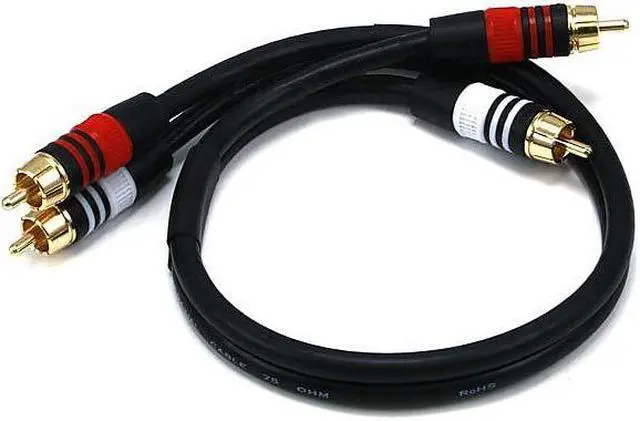 Alt view image 7 of 13 - Monoprice 1.5ft Premium 2 RCA Plug/2 RCA Plug M/M 22AWG Cable - Black