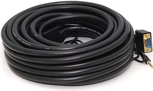 Alt view image 5 of 7 - Monoprice Super VGA Cable - 50 Feet - HD15 Male/Male with Stereo Audio and Triple Shielding (Gold Plated)