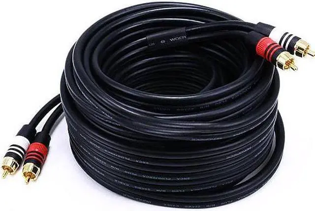 Alt view image 6 of 12 - Monoprice 102867 35-Feet Premium 2 RCA Plug to 2 RCA Plug 22AWG Cable, Black