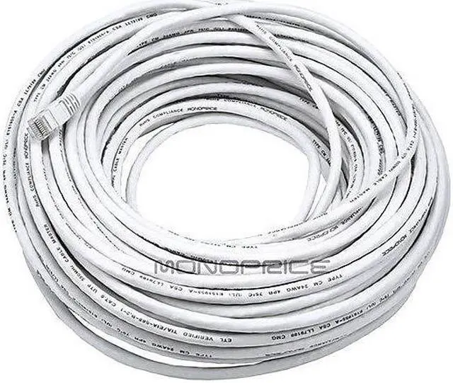 Alt view image 5 of 11 - Monoprice Cat6 Ethernet Patch Cable - 100 Feet - White | Network Internet Cord - RJ45, Stranded, 550Mhz, UTP, Pure Bare Copper Wire, 24AWG