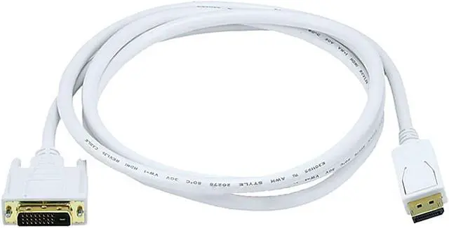 Alt view image 9 of 16 - Monoprice 6ft Gold Plated 28AWG DisplayPort to DVI Cable - White