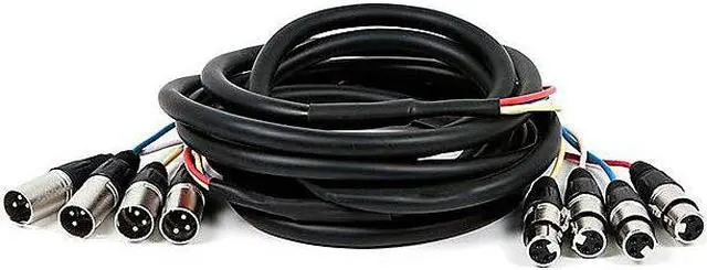 Alt view image 7 of 11 - Monoprice 4-Channel XLR Male to XLR Female Snake Cable Cord - 15 Feet- Black/Silver With Metal Connector Housings Plastic And Rubber Cable Boots