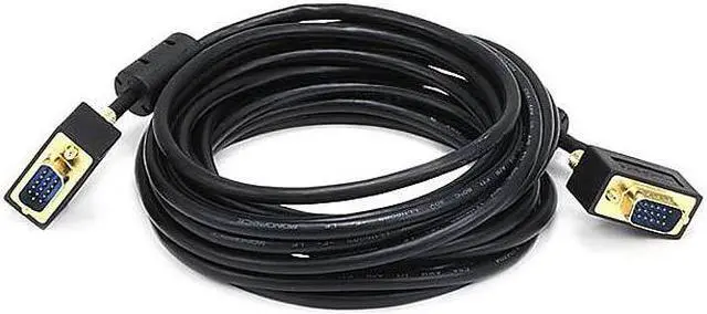 Alt view image 7 of 12 - Monoprice 15ft Ultra Slim SVGA Super VGA 30/32AWG M/M Monitor Cable with Ferrites (Gold Plated Connector)